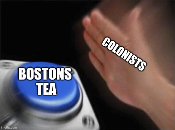 Blank Nut Button | COLONISTS; BOSTONS 
TEA | image tagged in memes,blank nut button | made w/ Imgflip meme maker