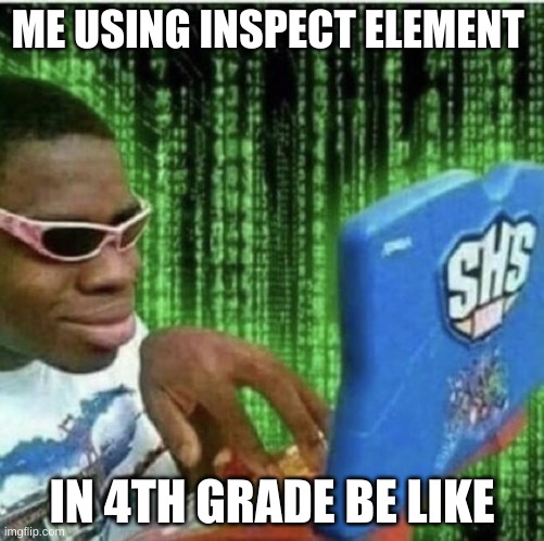 Ryan Beckford | ME USING INSPECT ELEMENT; IN 4TH GRADE BE LIKE | image tagged in ryan beckford | made w/ Imgflip meme maker