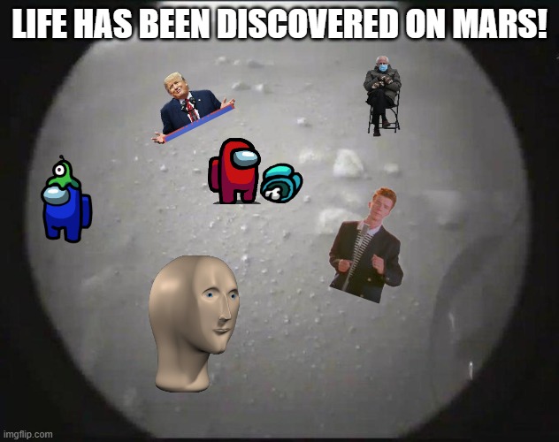 Life on Mars | LIFE HAS BEEN DISCOVERED ON MARS! | image tagged in memes,mars,famous,among us,life,rover | made w/ Imgflip meme maker