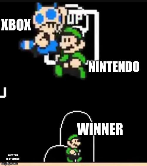 XBOX; NINTENDO; WINNER; NOTE: THIS IS MY OPINION | image tagged in online gaming | made w/ Imgflip meme maker