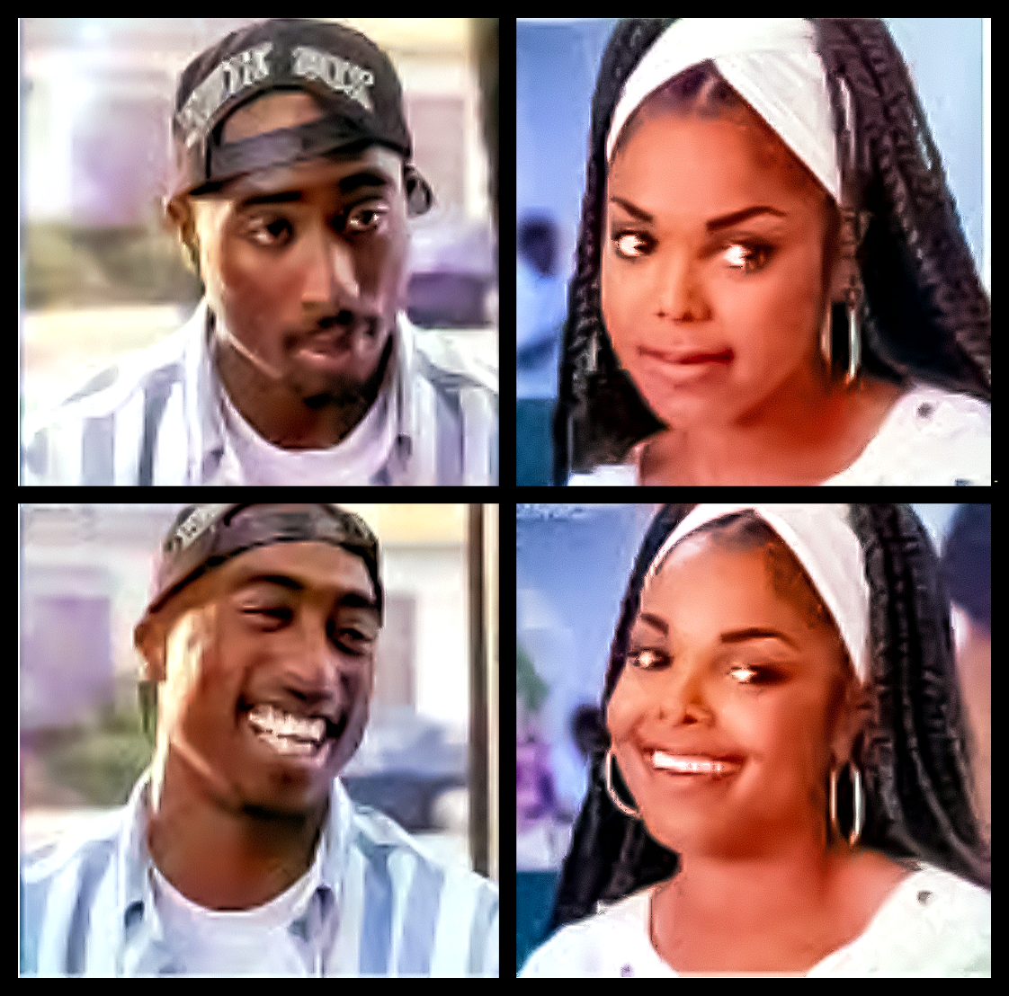 2Pac & Janet Jackson talking (reversed) - Poetic Justice meme Blank Meme Template