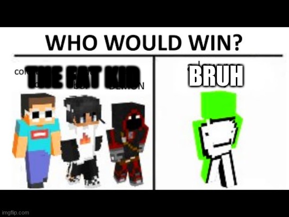 That one guy | BRUH; THE FAT KID | image tagged in who would win | made w/ Imgflip meme maker