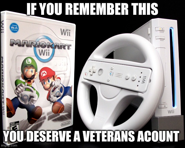 IF YOU REMEMBER THIS; YOU DESERVE A VETERANS ACOUNT | image tagged in mario kart wii,wii,plastic steering wheel | made w/ Imgflip meme maker