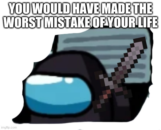 impostor in vent | YOU WOULD HAVE MADE THE WORST MISTAKE OF YOUR LIFE | image tagged in impostor in vent | made w/ Imgflip meme maker