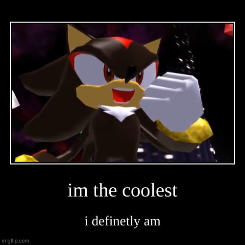 Shadow The Coolest | image tagged in funny,demotivationals | made w/ Imgflip demotivational maker