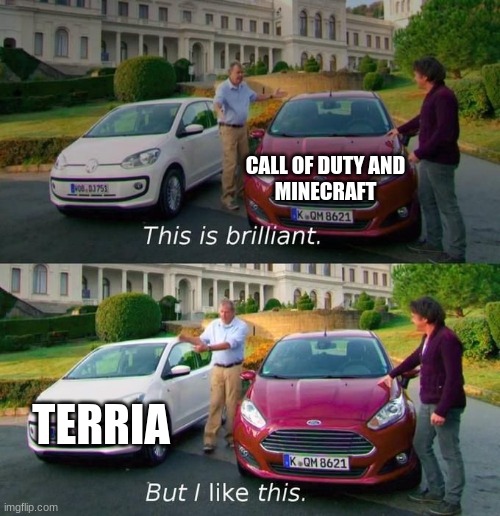 This Is Brilliant But I Like This | CALL OF DUTY AND
MINECRAFT; TERRIA | image tagged in this is brilliant but i like this | made w/ Imgflip meme maker