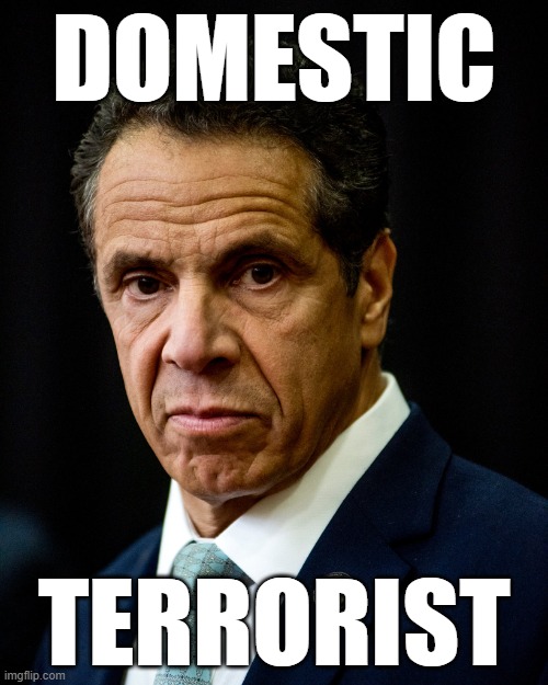 Angry Cuomo | DOMESTIC; TERRORIST | image tagged in angry cuomo | made w/ Imgflip meme maker