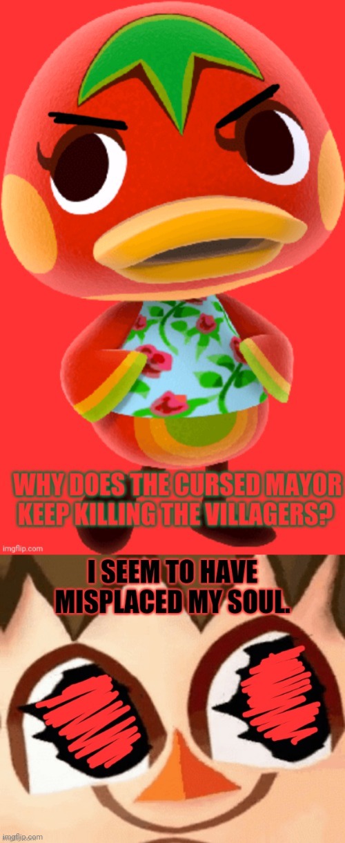 Cursed mayor problems | image tagged in cursed,mayor,animal crossing,ketchup,duck | made w/ Imgflip meme maker