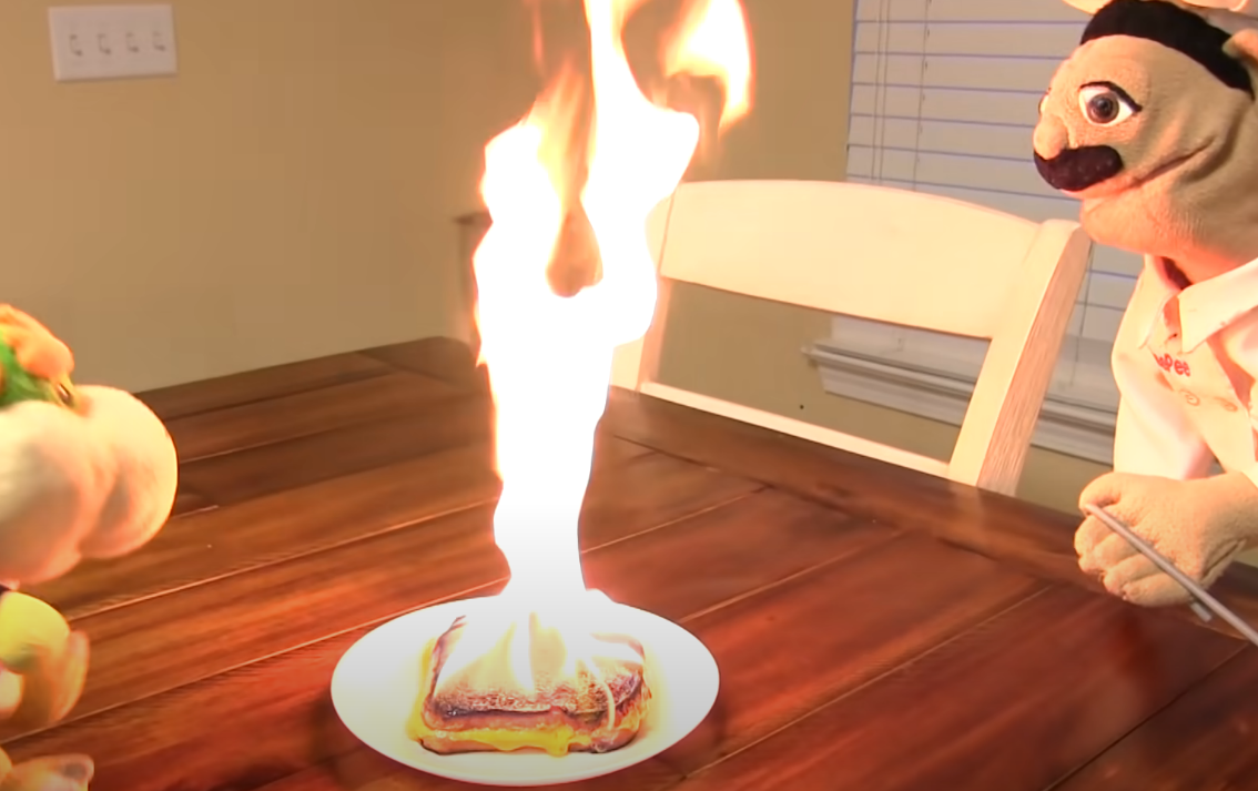 High Quality Flamed "Grilled Cheese" Blank Meme Template