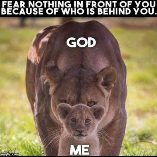 fear nothing children of god! he is always with you | image tagged in jesus,lion | made w/ Imgflip meme maker