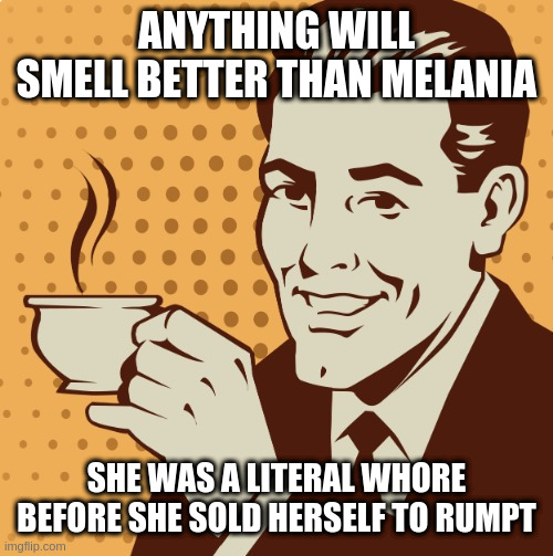 Mug approval | ANYTHING WILL SMELL BETTER THAN MELANIA SHE WAS A LITERAL WHORE BEFORE SHE SOLD HERSELF TO RUMPT | image tagged in mug approval | made w/ Imgflip meme maker