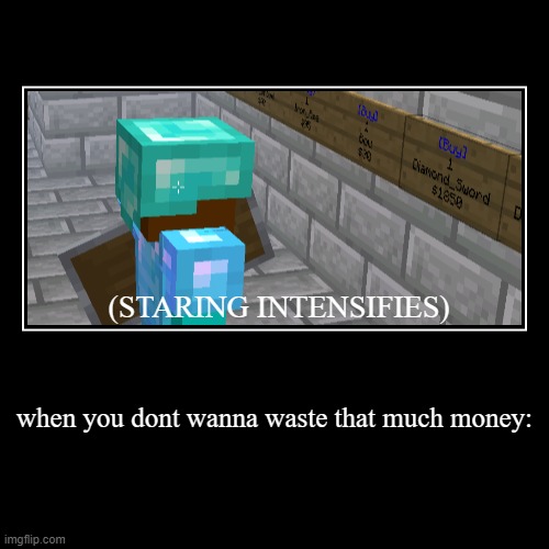 when you dont want to waste that much money | image tagged in funny,minecraft | made w/ Imgflip demotivational maker