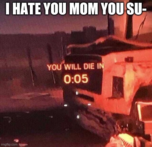 oh shi- | I HATE YOU MOM YOU SU- | image tagged in i hate you,mom,you suck,you will die in 005 | made w/ Imgflip meme maker