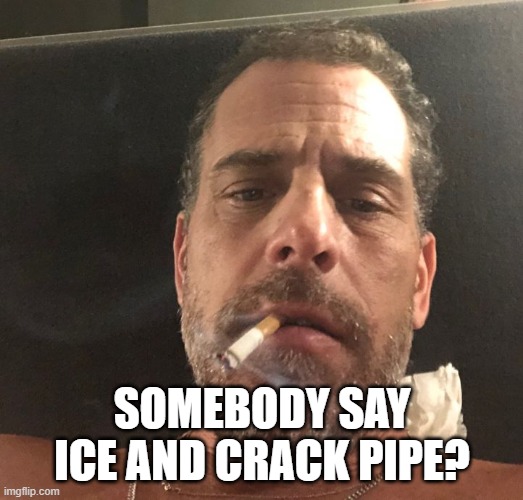 Hunter Biden | SOMEBODY SAY ICE AND CRACK PIPE? | image tagged in hunter biden | made w/ Imgflip meme maker