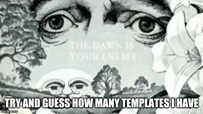 The Dawn is your enemy | TRY AND GUESS HOW MANY TEMPLATES I HAVE | image tagged in the dawn is your enemy | made w/ Imgflip meme maker