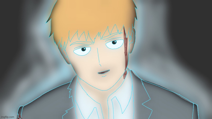 [CW for blood] Ghost!Reigen (MP100) | image tagged in fanart,ghost,anime,mp100 | made w/ Imgflip meme maker