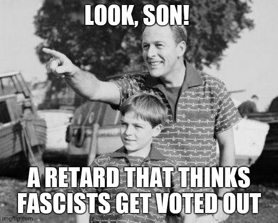 Look Son Meme | LOOK, SON! A RETARD THAT THINKS FASCISTS GET VOTED OUT | image tagged in memes,look son | made w/ Imgflip meme maker