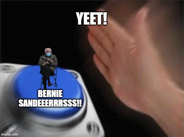 Blank Nut Button | YEET! BERNIE SANDEEERRRSSS!! | image tagged in memes,blank nut button | made w/ Imgflip meme maker