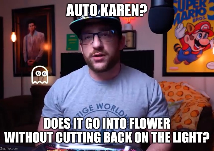 AUTO KAREN? DOES IT GO INTO FLOWER WITHOUT CUTTING BACK ON THE LIGHT? | made w/ Imgflip meme maker