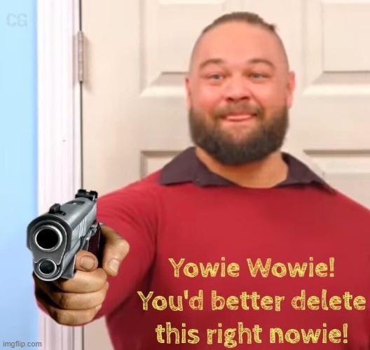 Yowie wowie you'd better delete this right nowie | image tagged in yowie wowie you'd better delete this right nowie | made w/ Imgflip meme maker