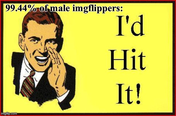 I’d Hit It ! | 99.44% of male imgflippers: | image tagged in i d hit it | made w/ Imgflip meme maker