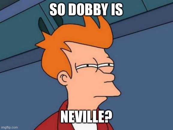 Futurama Fry Meme | SO DOBBY IS NEVILLE? | image tagged in memes,futurama fry | made w/ Imgflip meme maker