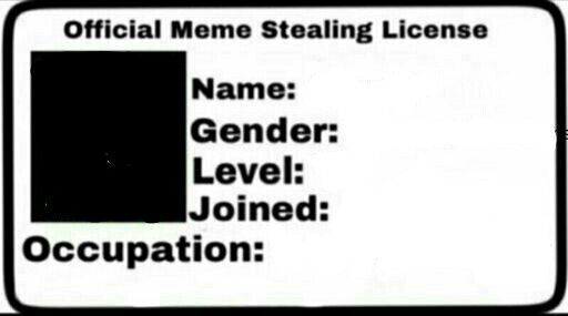 official meme stealing license Blank Meme Template