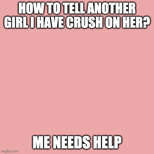 me needs help | HOW TO TELL ANOTHER GIRL I HAVE CRUSH ON HER? ME NEEDS HELP | image tagged in memes | made w/ Imgflip meme maker