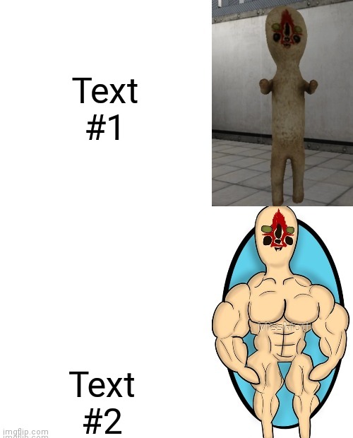 SCP-173 Vs Buff SCP-173 | Text #1; Text #2 | image tagged in scp-173 vs buff scp-173 | made w/ Imgflip meme maker