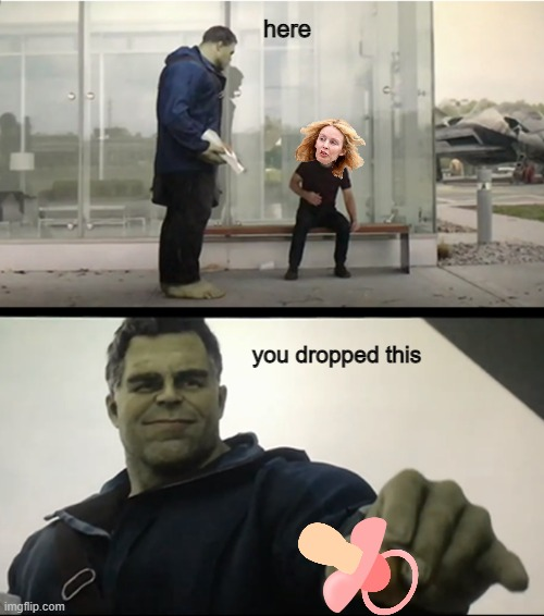 High Quality Hulk giving pacifier to kylie Blank Meme Template