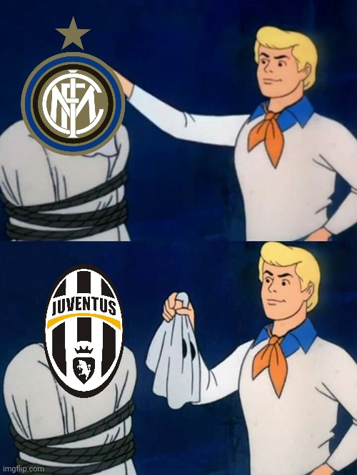Inter = Juventus ma è la variante cinese | image tagged in scooby doo mask reveal,inter,juventus,memes,funny | made w/ Imgflip meme maker