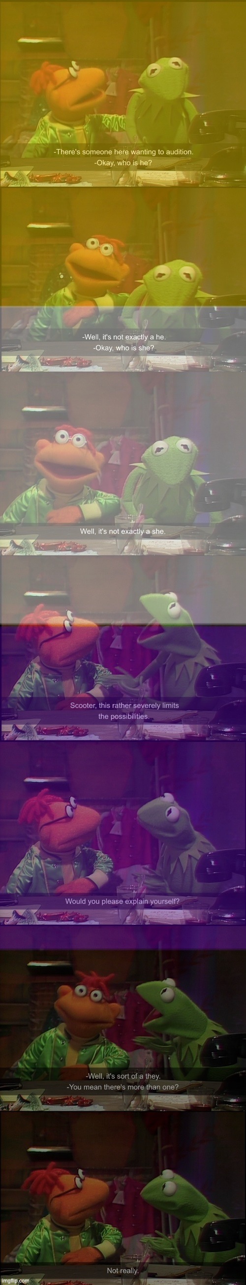 Nonbinary Muppet Show | image tagged in muppets,nonbinary,transgender,outofcontext | made w/ Imgflip meme maker