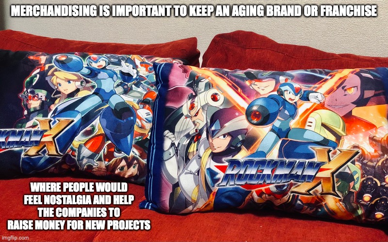 Mega Man X Pillows | MERCHANDISING IS IMPORTANT TO KEEP AN AGING BRAND OR FRANCHISE; WHERE PEOPLE WOULD FEEL NOSTALGIA AND HELP THE COMPANIES TO RAISE MONEY FOR NEW PROJECTS | image tagged in megaman,megaman x,memes | made w/ Imgflip meme maker