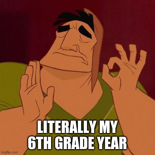 When X just right | LITERALLY MY 6TH GRADE YEAR | image tagged in when x just right | made w/ Imgflip meme maker