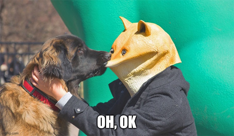 Doge being bitten | OH, OK | image tagged in doge being bitten | made w/ Imgflip meme maker