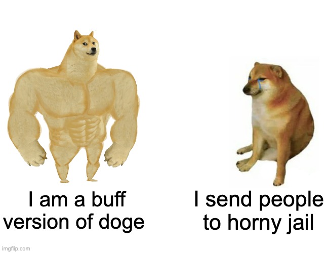 that is what they are | I am a buff version of doge; I send people to horny jail | image tagged in memes,buff doge vs cheems,horny jail | made w/ Imgflip meme maker