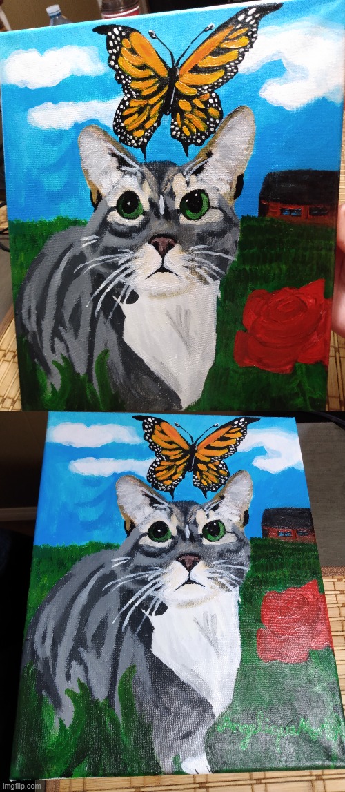 I finished my cat painting!!!! | image tagged in cat,painting | made w/ Imgflip meme maker