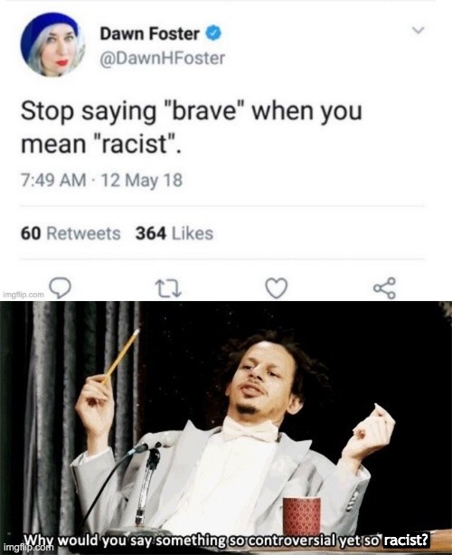 insert title here | racist? | image tagged in funny memes,why would you say something so controversial yet so brave | made w/ Imgflip meme maker