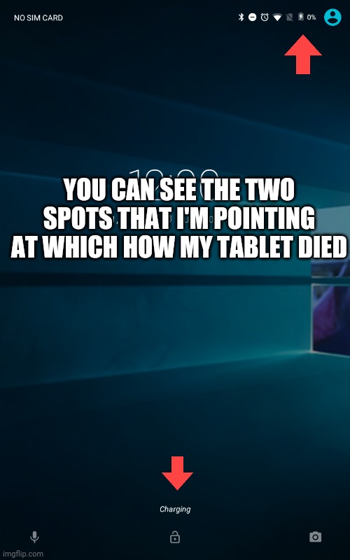 YOU CAN SEE THE TWO SPOTS THAT I'M POINTING AT WHICH HOW MY TABLET DIED | made w/ Imgflip meme maker