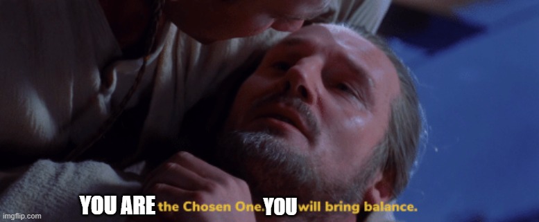 he is the chosen one | YOU YOU ARE | image tagged in he is the chosen one | made w/ Imgflip meme maker