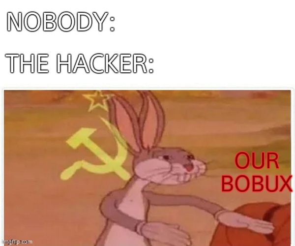 communist bugs bunny | NOBODY: THE HACKER: OUR BOBUX | image tagged in communist bugs bunny | made w/ Imgflip meme maker