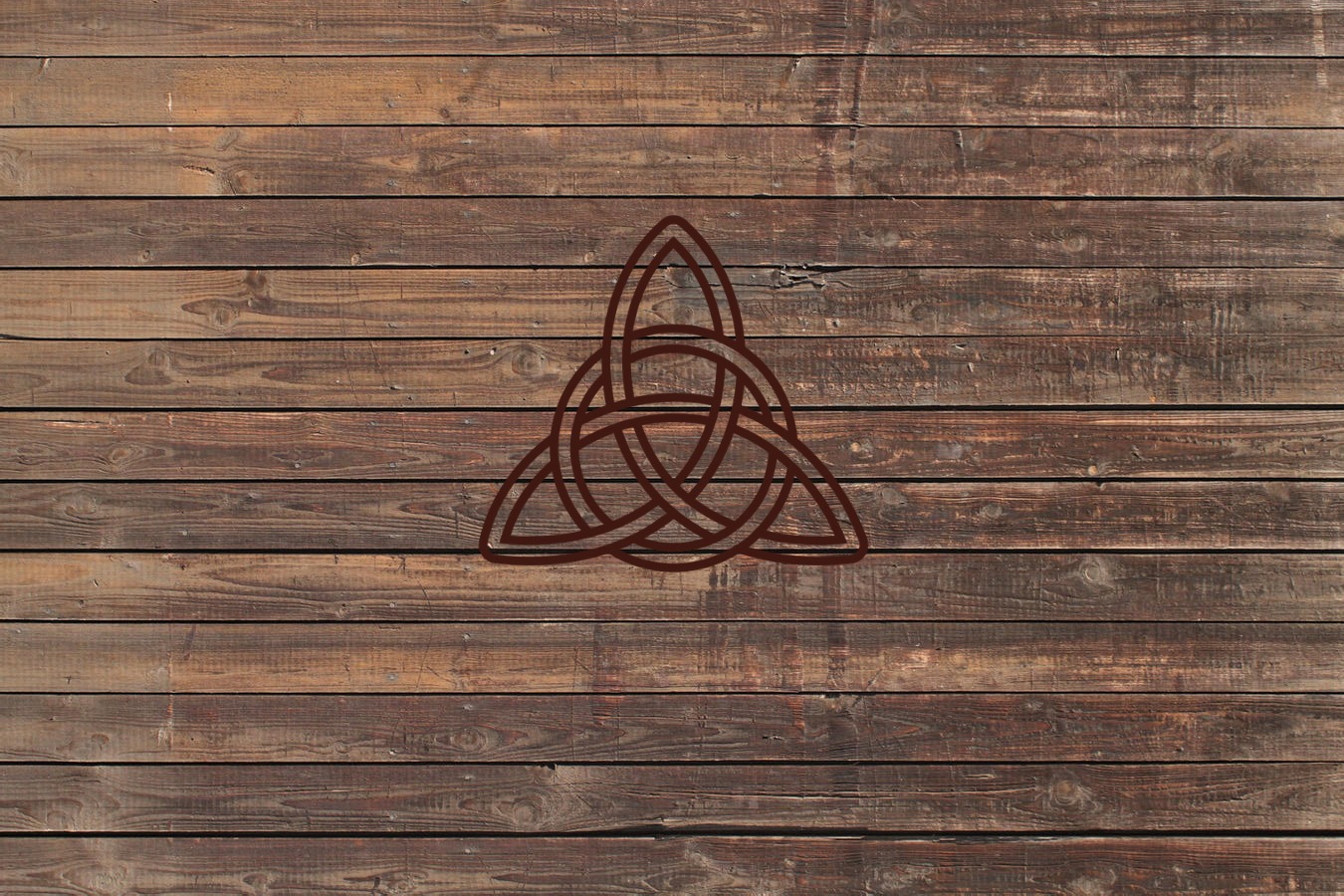 Wooden background with triquetra Blank Meme Template