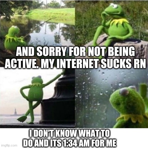 what should i do | AND SORRY FOR NOT BEING ACTIVE. MY INTERNET SUCKS RN; I DON'T KNOW WHAT TO DO AND ITS 1:34 AM FOR ME | image tagged in idk | made w/ Imgflip meme maker