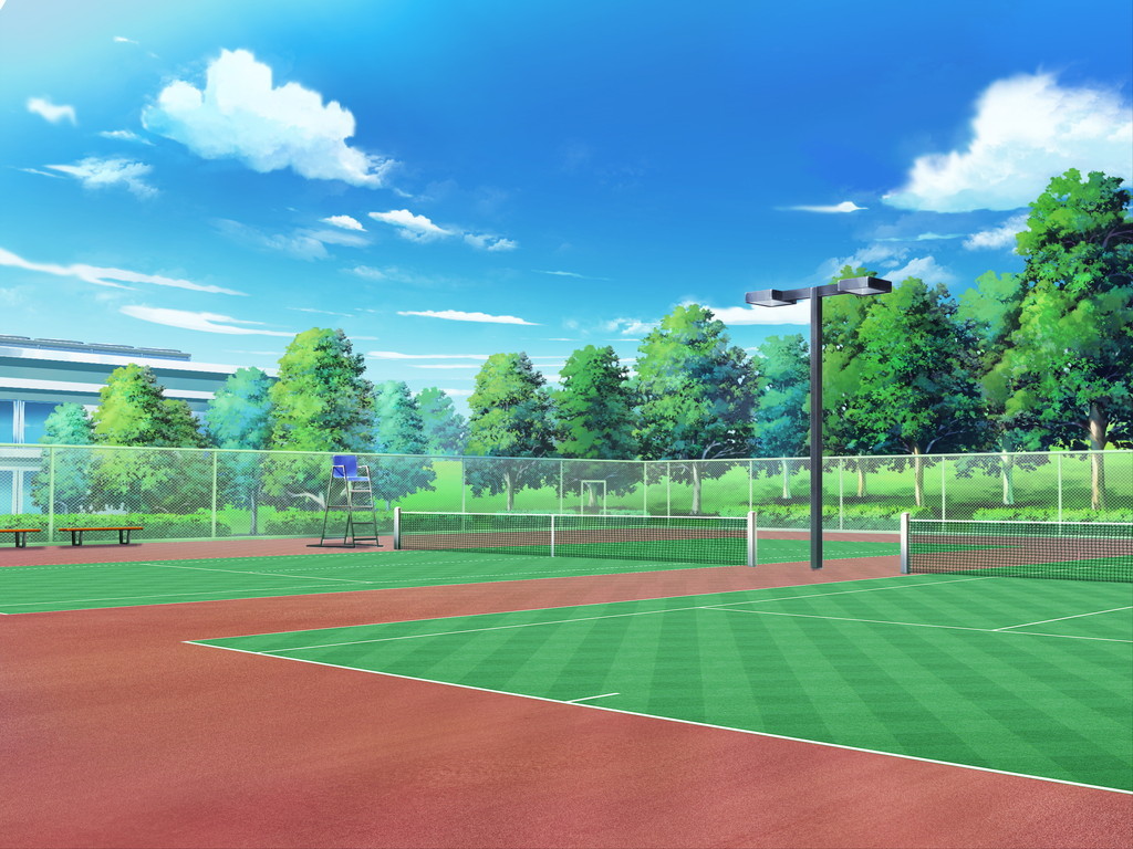 Basketball court in summer in anime style Stock-Illustration | Adobe Stock