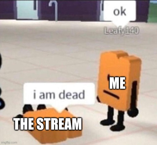 yes | ME; THE STREAM | image tagged in memes,funny,roblox,dead | made w/ Imgflip meme maker