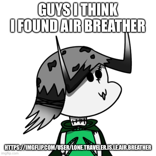 I can’t contact him however, he has no comments, no images, and I can’t memechat with him | GUYS I THINK I FOUND AIR BREATHER; HTTPS://IMGFLIP.COM/USER/LONE.TRAVELER.IS.LE.AIR.BREATHER | made w/ Imgflip meme maker