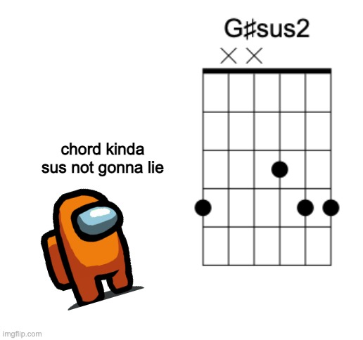 guitar humor | chord kinda sus not gonna lie | image tagged in blank white template,guitar,memes,sus,among us | made w/ Imgflip meme maker