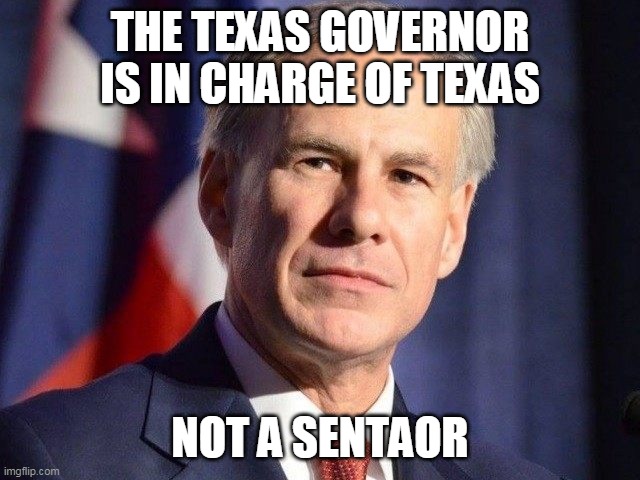 THE TEXAS GOVERNOR IS IN CHARGE OF TEXAS NOT A SENTAOR | made w/ Imgflip meme maker