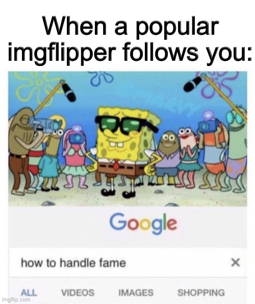 Its exciting, for sure | When a popular imgflipper follows you: | image tagged in blank white template,how to handle fame,funny,memes,funny memes,imgflip | made w/ Imgflip meme maker