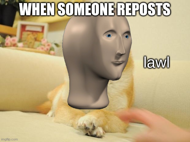Doge 2 | WHEN SOMEONE REPOSTS; lawl | image tagged in memes,doge 2 | made w/ Imgflip meme maker